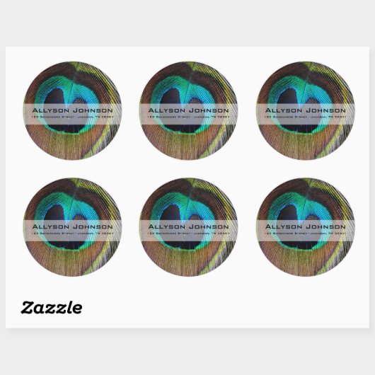 Peacock Feather Adres Stickers (Vel)
