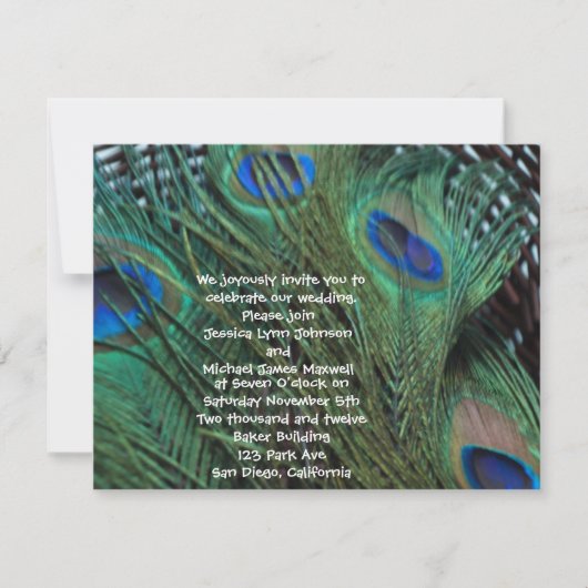 Peacock Feather and Basket Wedding Invitation Kaart (Voorkant)