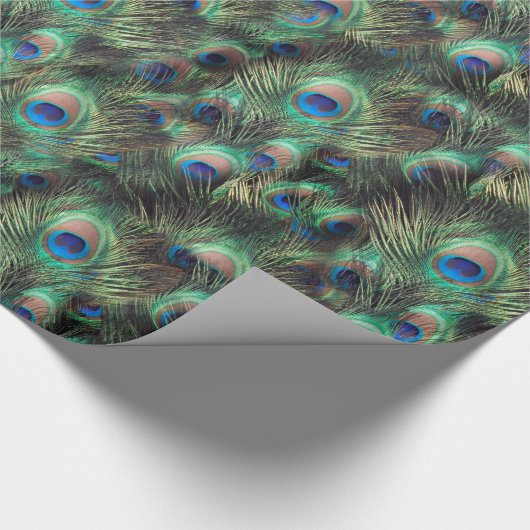 Peacock Feather Animal Print Cadeaupapier (Hoek)