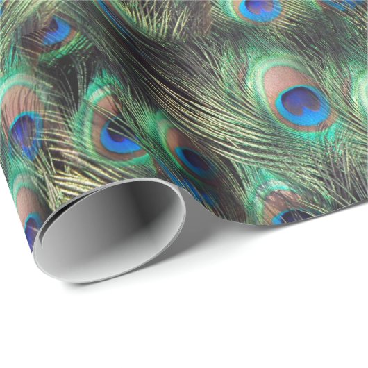  Peacock Feather Animal Print Cadeaupapier (Rol Hoek)