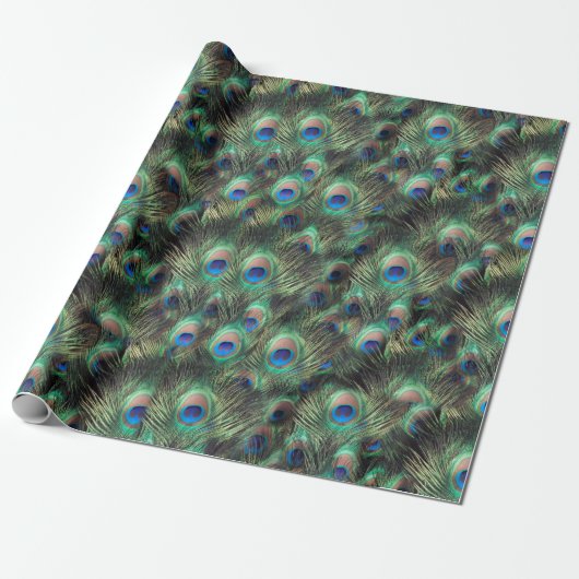 Peacock Feather Animal Print Cadeaupapier (Uitgerold)