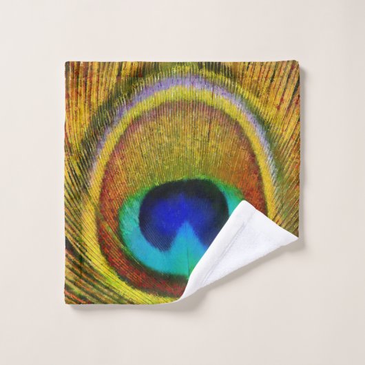 Peacock Feather Art Bad Handdoek (Wasdoekje)