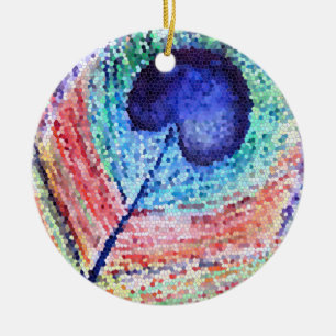 Peacock Feather Art Circle Ornament