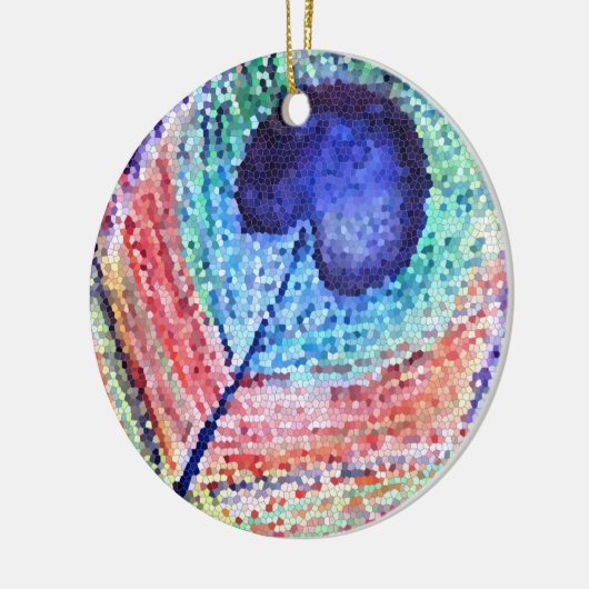 Peacock Feather Art Circle Ornament (Links)