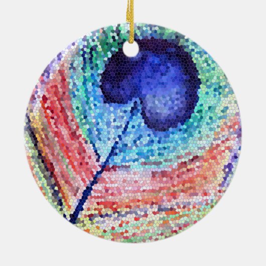 Peacock Feather Art Circle Ornament (Achterkant)