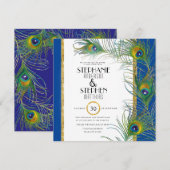 Peacock Feather Art Deco Nouveau Modern Typografie Kaart (Voorkant / Achterkant)