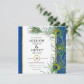 Peacock Feather Art Deco Nouveau Modern Typografie Kaart (Staand voorkant)