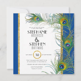 Peacock Feather Art Deco Nouveau Modern Typografie Kaart