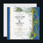 Peacock Feather Art Deco Nouveau Modern Typografie Kaart<br><div class="desc">Deze veren zijn met de hand geschilderd in olieplek door Audrey Jeanne Roberts, die hun delicate zwenkveren hebben gekapt en een beetje glitz en glam met gouden glitteraccenten (faux, grafisch ontworpen) hebben toegevoegd. Speciaal geschikt voor Indiase bruiloften. Peacockveren zijn zo'n tijdloos klassiek en elegant motief voor bruiloften. Hun bruisende schimmelaar...</div>
