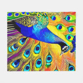 Peacock Feather Art Fleece Deken (Voorkant (Horizontaal))