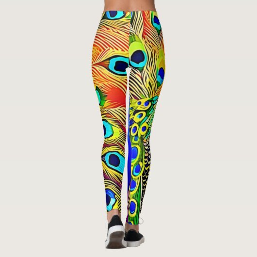 Peacock Feather Art Leggings (Achterkant)
