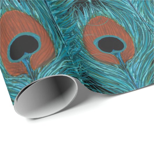 Peacock Feather Art Peacocks Feathers Artwork Cadeaupapier (Rol Hoek)