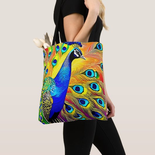 Peacock Feather Art Tote Bag (Dichtbij)