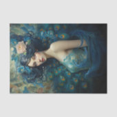 Peacock Feather Beauty: Vrouw in Blauwgroen en Bla Tissuepapier (Voorkant)