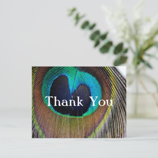 Peacock Feather Bedankt Post Kaarten (Staand voorkant)