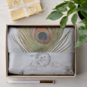 Peacock Feather Bird Blue Postmark French Castle Tissuepapier (Geschenk)