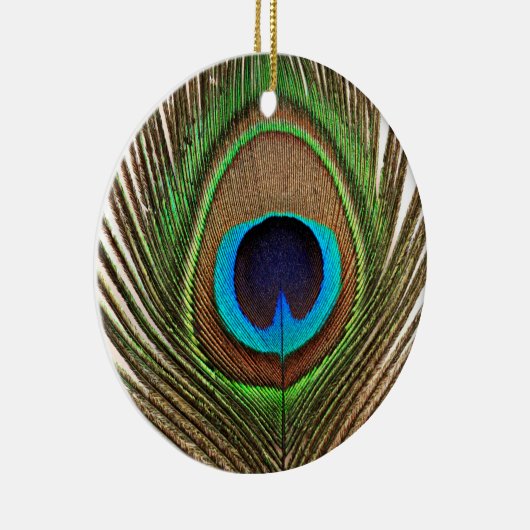 Peacock Feather Bird Natuur Mooi kleurrijk Keramisch Ornament (Rechts)