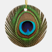 Peacock Feather Bird Natuur Mooi kleurrijk Keramisch Ornament (Voorkant)