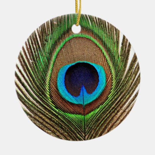 Peacock Feather Bird Natuur Mooi kleurrijk Keramisch Ornament (Voorkant)