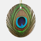 Peacock Feather Bird Natuur Mooi kleurrijk Keramisch Ornament (Links)