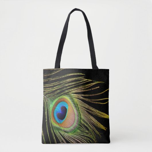 Peacock Feather Black Canvas tas (Voorkant)
