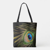 Peacock Feather Black Canvas tas (Achterkant)