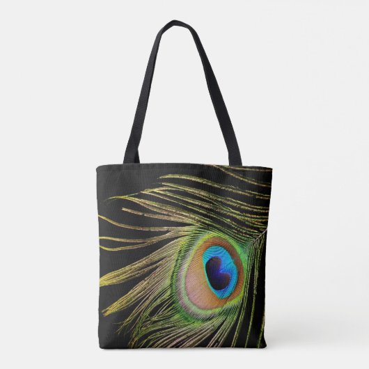 Peacock Feather Black Canvas tas (Achterkant)