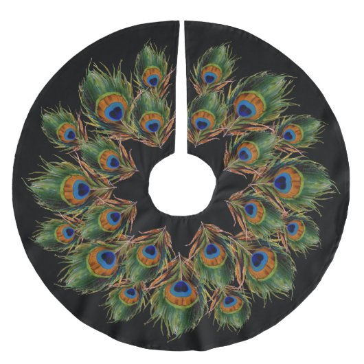 Peacock Feather Black Kerstboom Rok (Voorkant)