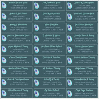 Peacock Feather Blauwgroen Modern Wedding Guest Ad Sticker