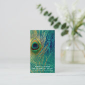 Peacock Feather Blue Blauwgroen Gold Boho Verwijs  Aanbevelingskaartje (Staand voorkant)