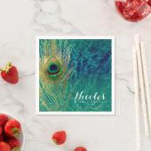 Peacock Feather Blue Blauwgroen Gold Exotic Custom Servetten (Insitu)