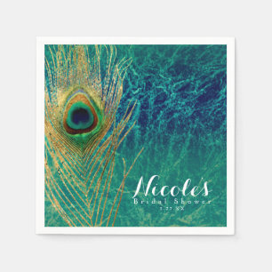 Peacock Feather Blue Blauwgroen Gold Exotic Custom Servetten