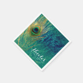 Peacock Feather Blue Blauwgroen Gold Exotic Custom Servetten (Hoek)