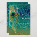 Peacock Feather Blue Blauwgroen Gold Exotic Invita Kaart<br><div class="desc">Peacock Feather Blue Blauwgroen Gold Exotic Invitations. Overeenkomende objecten beschikbaar.</div>