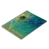 Peacock Feather Blue Blauwgroen Gold Glam Boho Chi Notitieboek (Linkerzijde)