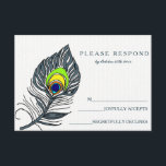 Peacock Feather Blue RSVP-kaart RSVP Kaartje<br><div class="desc">Deze mooie kaart is geleverd met witte kaarten met de woorden RSVP scripted een kleurrijke pauwenveer ontwerp. Deze bedankpas met kalligrafie script en pauwenveer. ideaal voor bruiloften,  afstuderen en andere levensfeesten.</div>