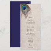 Peacock Feather Blue Wedding Menu (Voorkant / Achterkant)