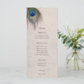 Peacock Feather Blue Wedding Menu (Staand voorkant)