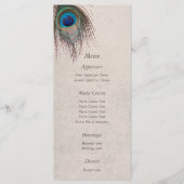 Peacock Feather Blue Wedding Menu (Voorkant)