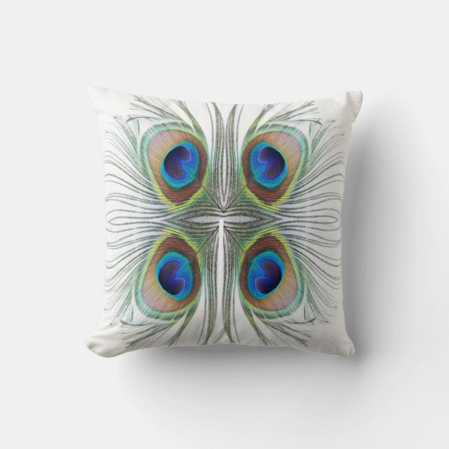 Peacock Feather Bohemian Boho Moroccan Pillow Kussen (Voorkant)