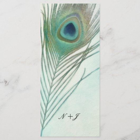 Peacock Feather Boho Chic Waterverf Aangepast menu (Achterkant)