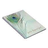 Peacock Feather Boho Chic-Waterverf Aangepast Notitieboek (Rechterzijde)