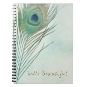 Peacock Feather Boho Chic-Waterverf Aangepast Notitieboek