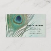 Peacock Feather Boho Chic-Waterverf Aangepast Visitekaartje (Achterkant)