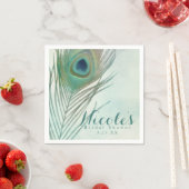 Peacock Feather Boho Chic Waterverf Custom Party Servetten (Insitu)