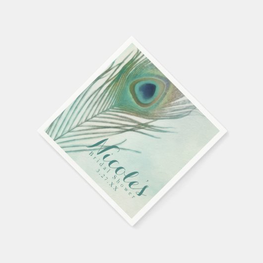 Peacock Feather Boho Chic Waterverf Custom Party Servetten (Hoek)