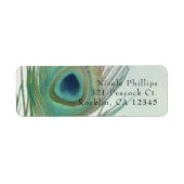 Peacock Feather Boho Chic Waterverf Invitation Etiket (Voorkant)