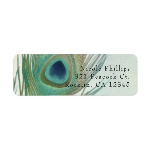 Peacock Feather Boho Chic Waterverf Invitation Etiket (Voorkant)
