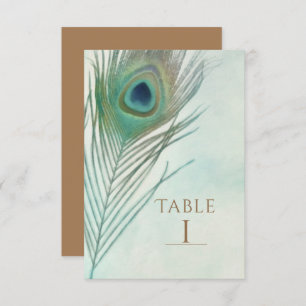 Peacock Feather Boho Chic Waterverf Table Number Kaart