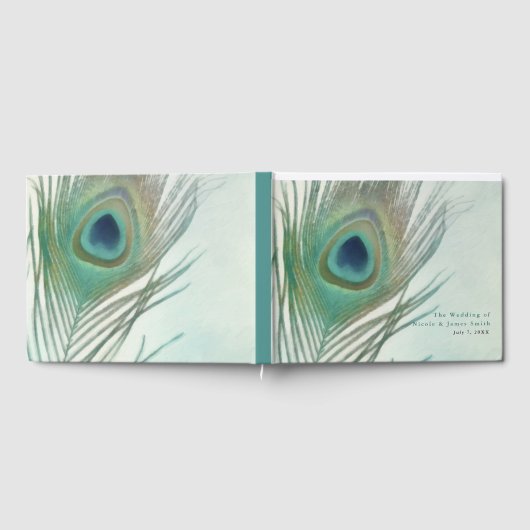 Peacock Feather Boho Chic Waterverf Wedding Gastenboek (Volledig)